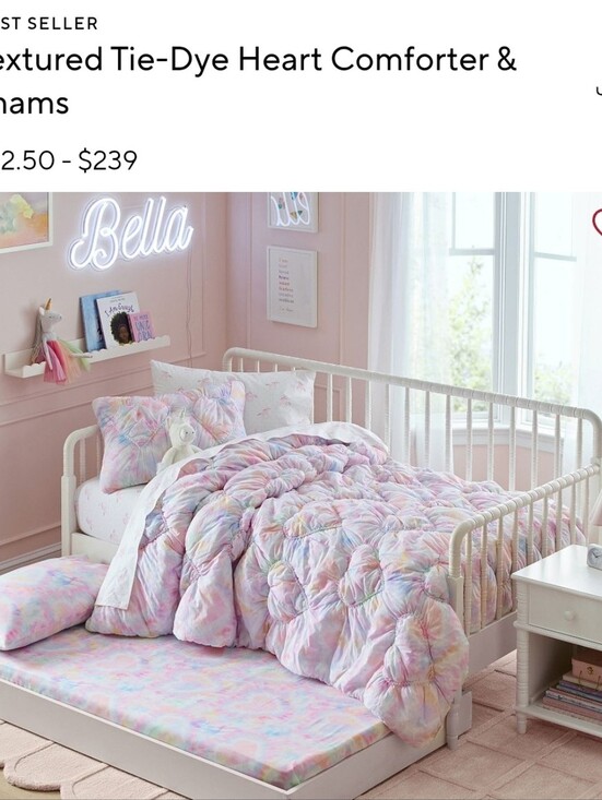 Pottery Barn Kids Other - Pottery Barn Kids Textured Tie Dye Heart Comforter & Pillowcase - Pink & Pastel